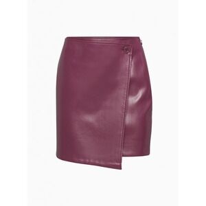 Artizia Babaton Vicinity Vegan Leather Wrap Skirt Maroon Sz US 10 Mini Cocktail